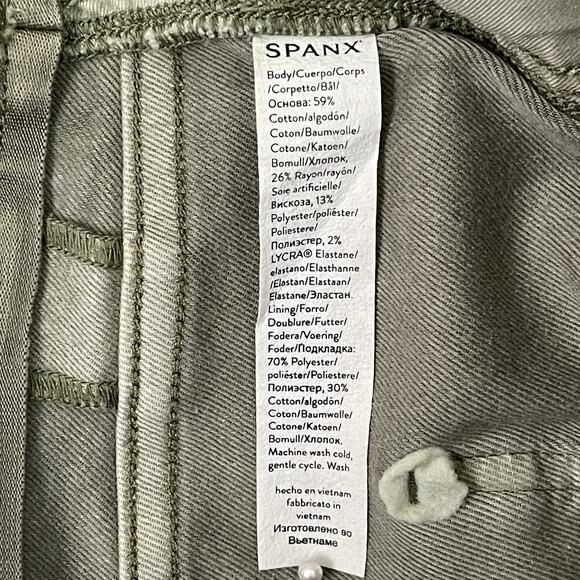 Spanx Patch Pocket Twill Straight Pull-On Seamed Pants Olive Oil Size L Large - Picture 9 of 12